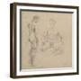 Two Studies of Nude Men One Standing, Another Sitting-Eugene Delacroix-Framed Giclee Print