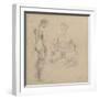 Two Studies of Nude Men One Standing, Another Sitting-Eugene Delacroix-Framed Giclee Print