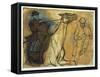 Two Studies of Riders-Edgar Degas-Framed Stretched Canvas