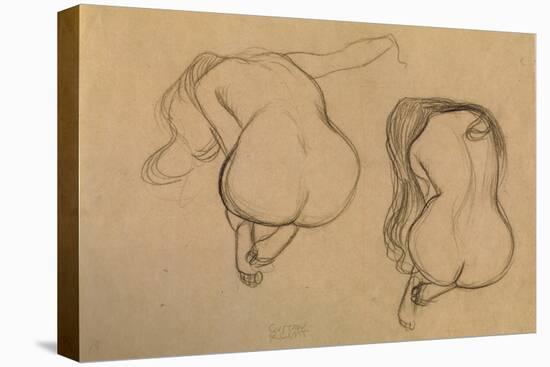 Two Studies of Seated Nude-Gustav Klimt-Stretched Canvas