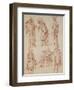 Two Studies of the Doctor in the Italian Comedy and Four Officers, Three Standing, One Seated-Jean Antoine Watteau-Framed Giclee Print