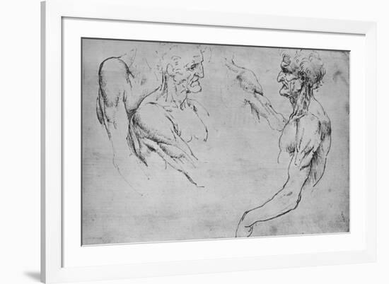 'Two Studies of the Upper Part of an Old Man and Two Studies of Arms', c1480 (1945)-Leonardo Da Vinci-Framed Giclee Print