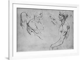 'Two Studies of the Upper Part of an Old Man and Two Studies of Arms', c1480 (1945)-Leonardo Da Vinci-Framed Giclee Print