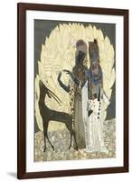 Two Stylised Women with an Antelope Amongst Foliages, C.1928-Francois-Louis Schmied-Framed Giclee Print