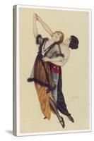 Two Stylishly Dressed Ladies Dance the Tango Stylishly Together-null-Stretched Canvas