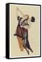 Two Stylishly Dressed Ladies Dance the Tango Stylishly Together-null-Framed Stretched Canvas