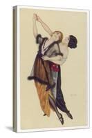 Two Stylishly Dressed Ladies Dance the Tango Stylishly Together-null-Stretched Canvas