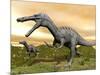 Two Suchomimus Dinosaurs Running-null-Mounted Art Print