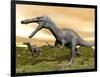 Two Suchomimus Dinosaurs Running-null-Framed Art Print