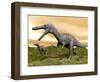 Two Suchomimus Dinosaurs Running-null-Framed Art Print