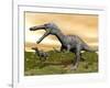 Two Suchomimus Dinosaurs Running-null-Framed Art Print