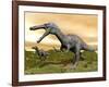 Two Suchomimus Dinosaurs Running-null-Framed Art Print