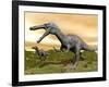 Two Suchomimus Dinosaurs Running-null-Framed Art Print