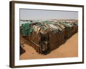 Two Sudanese Boys Stand by Makeshift Huts-null-Framed Photographic Print