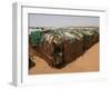 Two Sudanese Boys Stand by Makeshift Huts-null-Framed Photographic Print