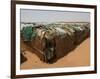 Two Sudanese Boys Stand by Makeshift Huts-null-Framed Photographic Print