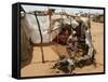 Two Sudanese Women Sit at a Make Shift Hut-null-Framed Stretched Canvas