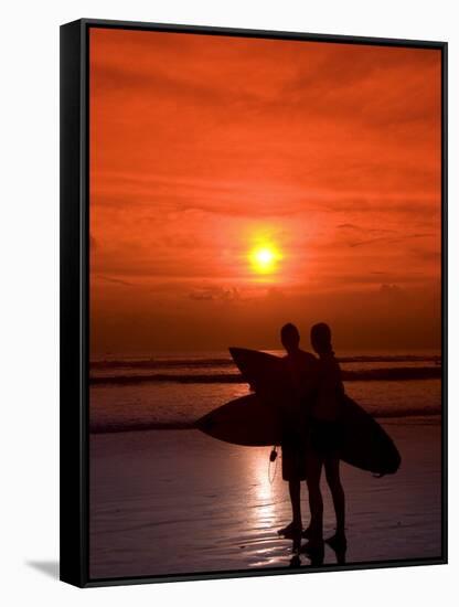 Two Surfers Calling it a Day, Kuta Beach, Bali, Indonesia, Southeast Asia, Asia-Richard Maschmeyer-Framed Stretched Canvas