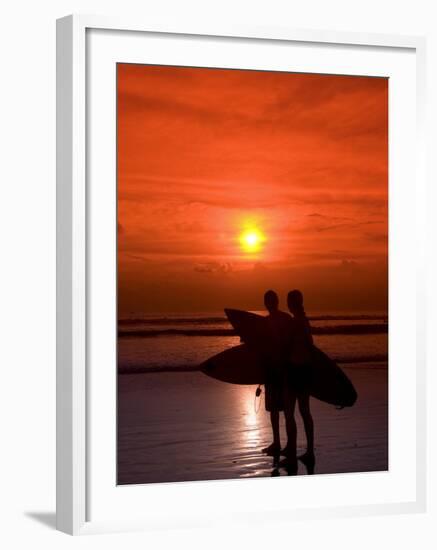 Two Surfers Calling it a Day, Kuta Beach, Bali, Indonesia, Southeast Asia, Asia-Richard Maschmeyer-Framed Photographic Print