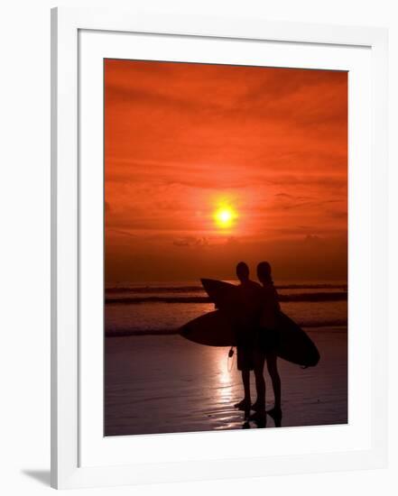 Two Surfers Calling it a Day, Kuta Beach, Bali, Indonesia, Southeast Asia, Asia-Richard Maschmeyer-Framed Photographic Print