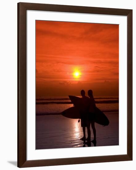 Two Surfers Calling it a Day, Kuta Beach, Bali, Indonesia, Southeast Asia, Asia-Richard Maschmeyer-Framed Photographic Print