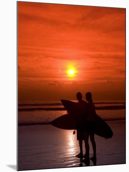 Two Surfers Calling it a Day, Kuta Beach, Bali, Indonesia, Southeast Asia, Asia-Richard Maschmeyer-Mounted Photographic Print