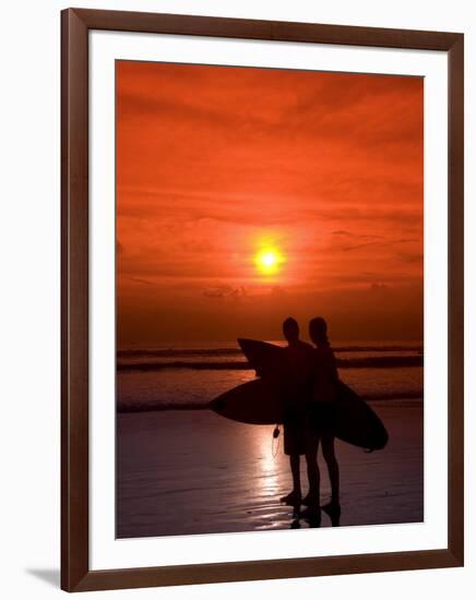 Two Surfers Calling it a Day, Kuta Beach, Bali, Indonesia, Southeast Asia, Asia-Richard Maschmeyer-Framed Photographic Print