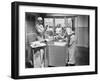 Two Surgeons and a Nurse in the Scrub Room Preparing for an Operation-null-Framed Photo