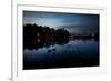 Two Swans in the Lake in Ibirapuera Park at Dusk-Alex Saberi-Framed Photographic Print