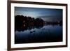 Two Swans in the Lake in Ibirapuera Park at Dusk-Alex Saberi-Framed Photographic Print