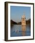 Two Swans Swim Past Diana Fountain-Charles Bowman-Framed Photographic Print