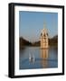 Two Swans Swim Past Diana Fountain-Charles Bowman-Framed Photographic Print