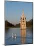 Two Swans Swim Past Diana Fountain-Charles Bowman-Mounted Photographic Print