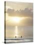 Two Swimmers in Ocean at Sunset, Grace Bay, Providenciales, Turks and Caicos, West Indies-Kim Walker-Stretched Canvas