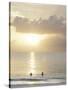 Two Swimmers in Ocean at Sunset, Grace Bay, Providenciales, Turks and Caicos, West Indies-Kim Walker-Stretched Canvas