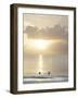 Two Swimmers in Ocean at Sunset, Grace Bay, Providenciales, Turks and Caicos, West Indies-Kim Walker-Framed Photographic Print