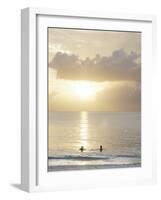 Two Swimmers in Ocean at Sunset, Grace Bay, Providenciales, Turks and Caicos, West Indies-Kim Walker-Framed Photographic Print