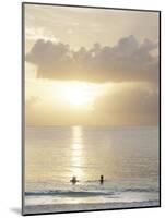 Two Swimmers in Ocean at Sunset, Grace Bay, Providenciales, Turks and Caicos, West Indies-Kim Walker-Mounted Photographic Print