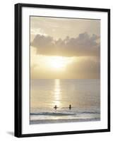 Two Swimmers in Ocean at Sunset, Grace Bay, Providenciales, Turks and Caicos, West Indies-Kim Walker-Framed Photographic Print