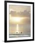 Two Swimmers in Ocean at Sunset, Grace Bay, Providenciales, Turks and Caicos, West Indies-Kim Walker-Framed Photographic Print