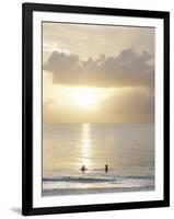 Two Swimmers in Ocean at Sunset, Grace Bay, Providenciales, Turks and Caicos, West Indies-Kim Walker-Framed Photographic Print