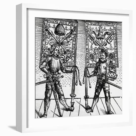 Two Swiss Officers Presenting Gifts to Pope Julius II-null-Framed Giclee Print