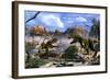 Two T-Rex Dinosaurs Fighting over a Dead Carcass-Stocktrek Images-Framed Art Print