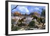 Two T-Rex Dinosaurs Fighting over a Dead Carcass-Stocktrek Images-Framed Art Print