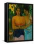 Two Tahitian women offering red fruits and pink flowers. Oil on canvas (1899) 94 x 72.2 cm-Paul Gauguin-Framed Stretched Canvas