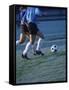 Two Teenage Girls Running for a Soccer Ball-null-Framed Stretched Canvas