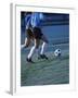 Two Teenage Girls Running for a Soccer Ball-null-Framed Premium Photographic Print