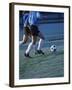 Two Teenage Girls Running for a Soccer Ball-null-Framed Premium Photographic Print