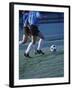 Two Teenage Girls Running for a Soccer Ball-null-Framed Premium Photographic Print