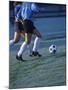 Two Teenage Girls Running for a Soccer Ball-null-Mounted Premium Photographic Print